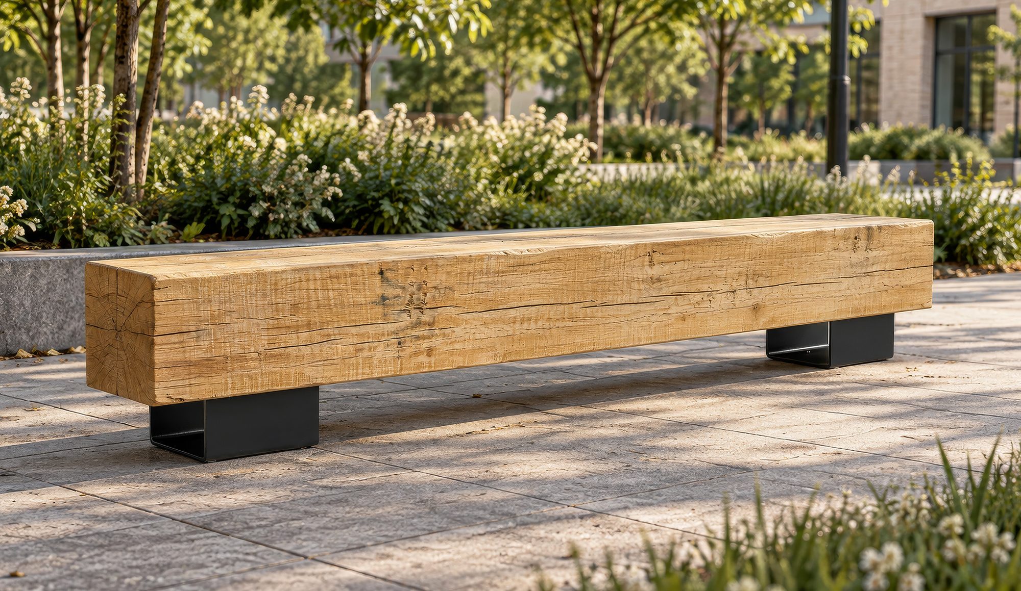 BEAM Single Bench among planting